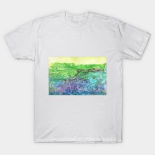 Fantastic landscape, nature. Encaustic wax art. Painting drawing T-Shirt